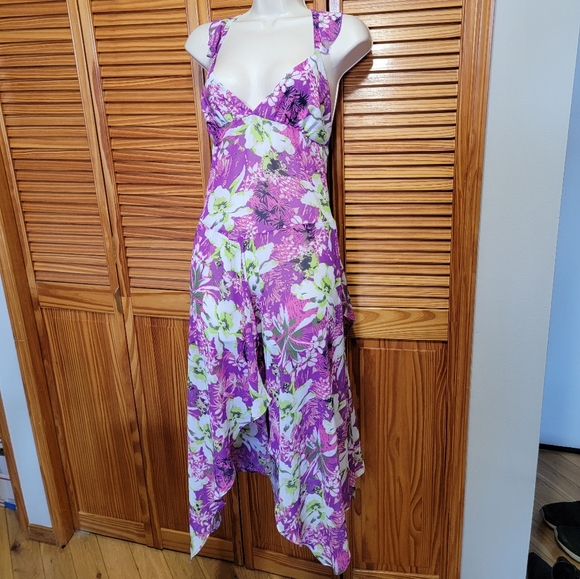 COPY - Victoria Secret Swim Floral Asymmetrical Coverup Dress flutter straps sz… - Picture 1 of 16